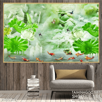 Tranh hoa sen giả ngọc 3D treo tường
