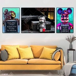 Tranh  gấu bearbrick treo tường nổi bật