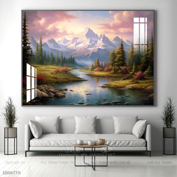 Tranh phong thủy nước non tuyệt đẹp