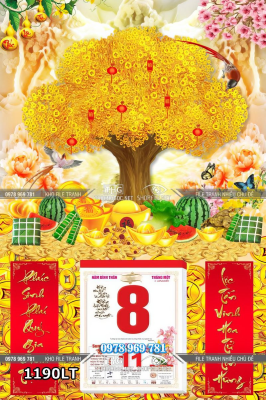 File lịch tết cây kim tiền vàng phát lộc 1190LT