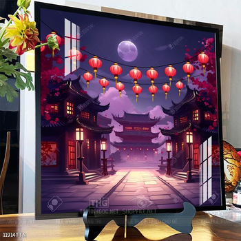 Tranh phon thủy sông, núi và mặt trời