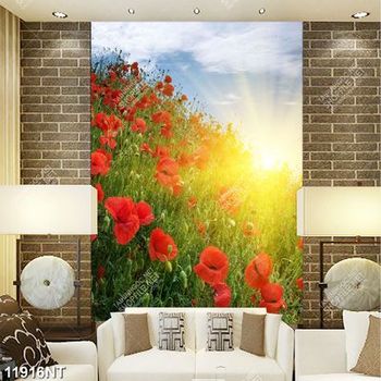 Tranh ánh dương soi xuống cánh đồng hoa