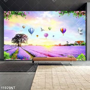 Tranh psd cánh đồng hoa Lanvender