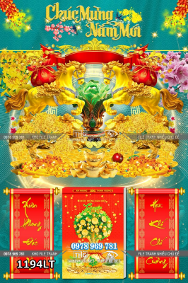 File tranh psd lịch con ngựa vàng mừng xuân 1194LT