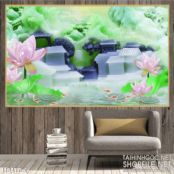 Tranh hoa sen trang trí nội thất