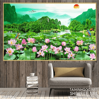 Tranh phong cảnh hoa sen trang trí