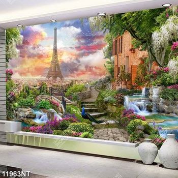 Tranh phong cảnh thiên nhiên và tháp Eiffel in file gốc