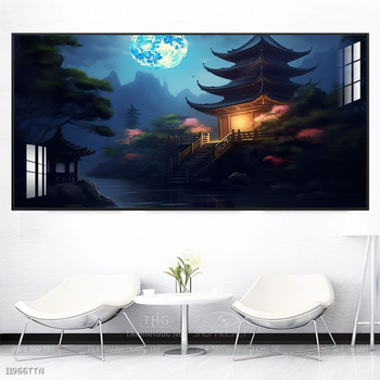 Tranh phon thủy sông, núi và mặt trời