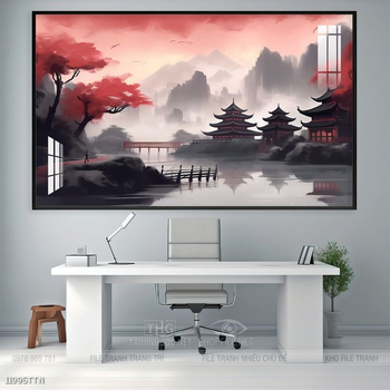 Tranh phong thủy nước non tuyệt đẹp