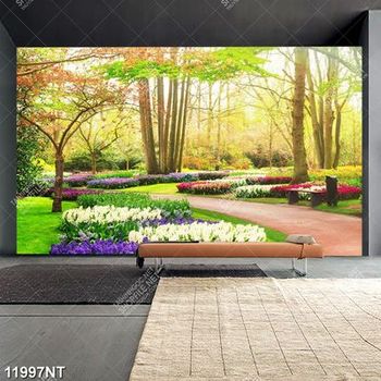 Tranh công viên nhiều hoa và cây xanh 11997NT