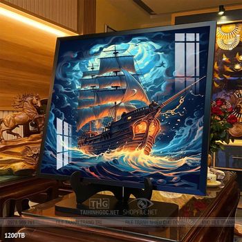 Tranh thuyền buồm vàng phong thủy đẹp