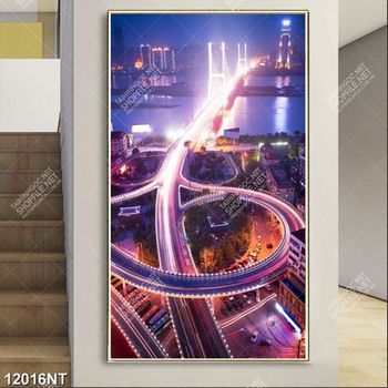 Tranh cây cầu lung linh ánh đèn