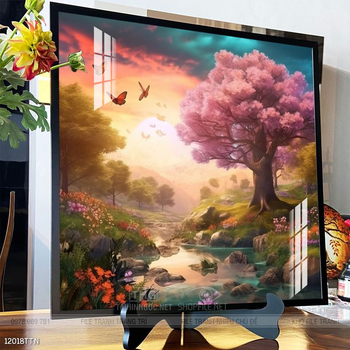 Tranh phon thủy sông, núi và mặt trời