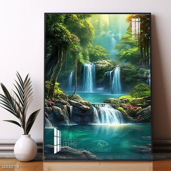 Tranh phon thủy sông, núi và mặt trời