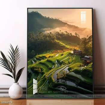 Tranh phon thủy sông, núi và mặt trời