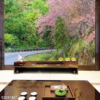 Tranh con đường đi qua khu rừng