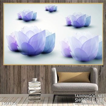 Tranh trang trí hoa sen tím
