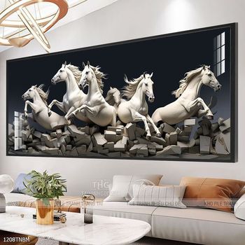 Tranh ngựa bát mã treo tường phòng khách