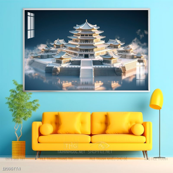 Tranh phon thủy sông, núi và mặt trời