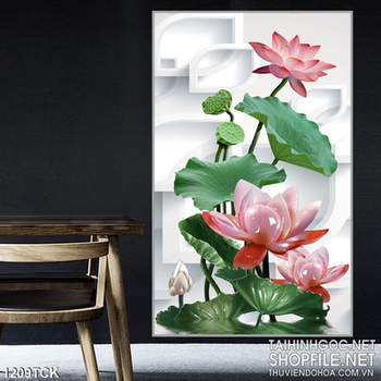 Tranh hoa sen trang trí hiện đại