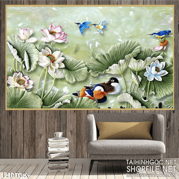 Tranh nghệ thuật hoa sen 3D