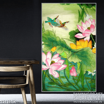 Tranh tường hoa sen nghệ thuật