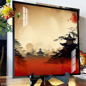 Tranh phon thủy sông, núi và mặt trời