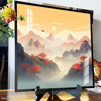 Tranh phon thủy sông, núi và mặt trời