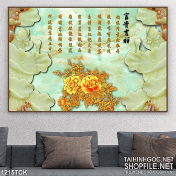 Tranh treo tường hoa sen giả ngọc psd