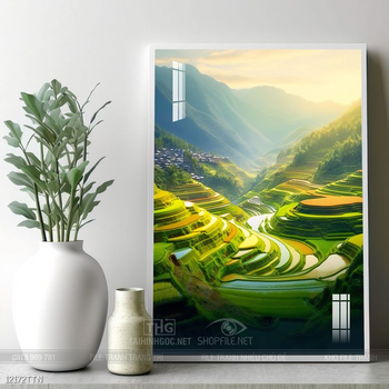 Tranh phong thủy phong cảnh thác nước thiên nhiên