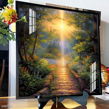 Tranh phon thủy sông, núi và mặt trời