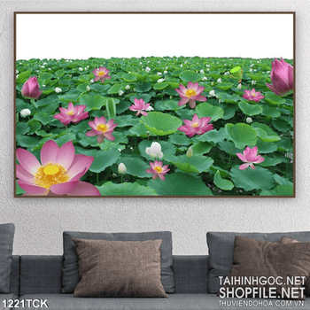 Tranh bông sen trong đầm nghệ thuật