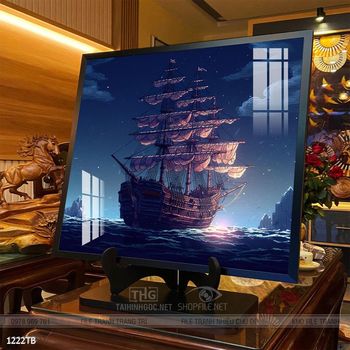 Tranh thuyền buồm vàng phong thủy đẹp