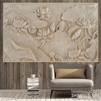 Tranh điêu khắc hoa sen nghệ thuật