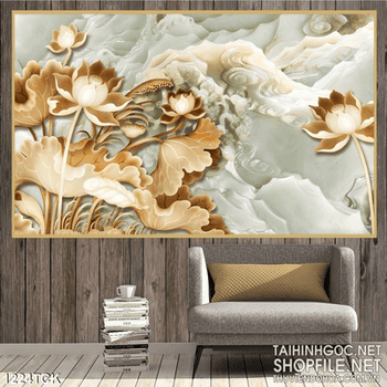 Tranh giả ngọc hoa sen dán tường