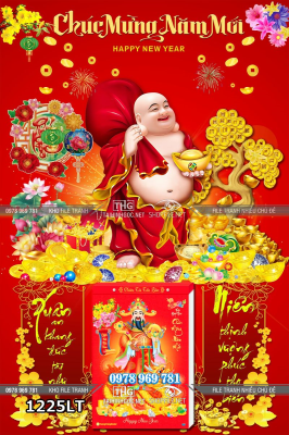 File psd lịch tết ông phật di lặc thần tài Phát Lộc 1225LT