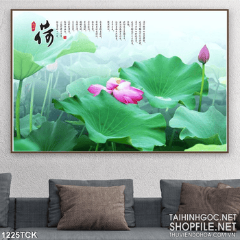 tranh hoa Sen đẹp treo tường phòng khách