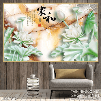 Tranh hoa sen đẹp kiểu dáng hiện đại