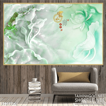 Tranh giả ngọc hoa sen sang trọng