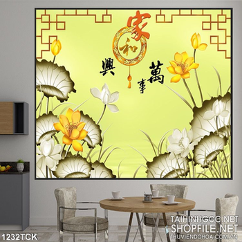 Mẫu tranh sen nghệ thuật