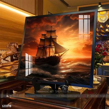 Tranh thuyền buồm vàng phong thủy đẹp