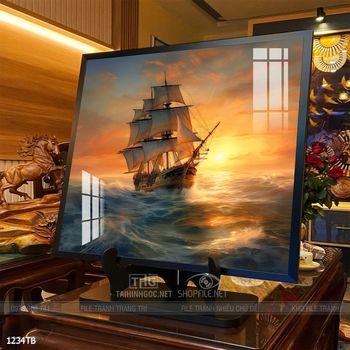 Tranh thuận buồm xuôi gió cánh buồm vàng đẹp nhất