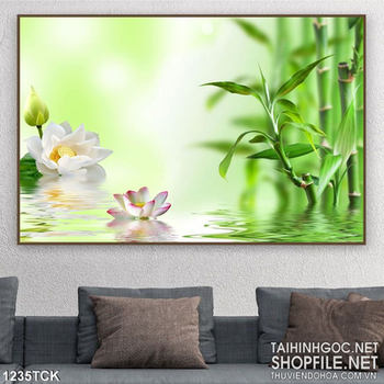 Mẫu tranh hoa sen đẹp