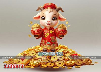 File tranh con dê Tết Đinh Mùi năm mới 1235VTT