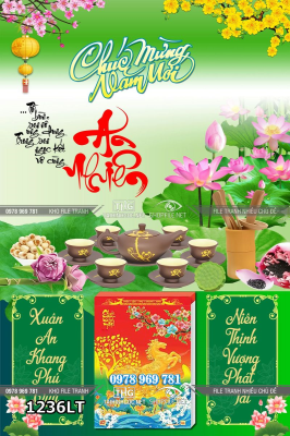 File lịch tết chữ thư pháp mừng xuân an nhiên 1236LT