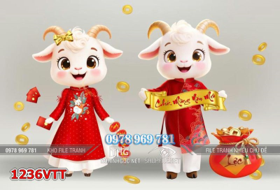 File tranh tết con dê Đinh Mùi năm mới 1236VTT