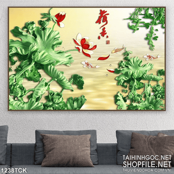 Tranh 3D hoa sen trang trí phòng