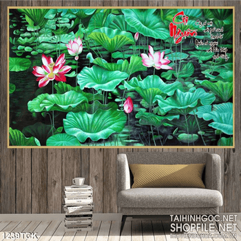 Tranh sơn dầu đầm sen