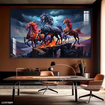 Tranh ngựa bát mã treo tường phòng khách