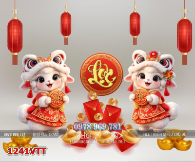 File tranh con dê đón tết tài lộc 1241VTT